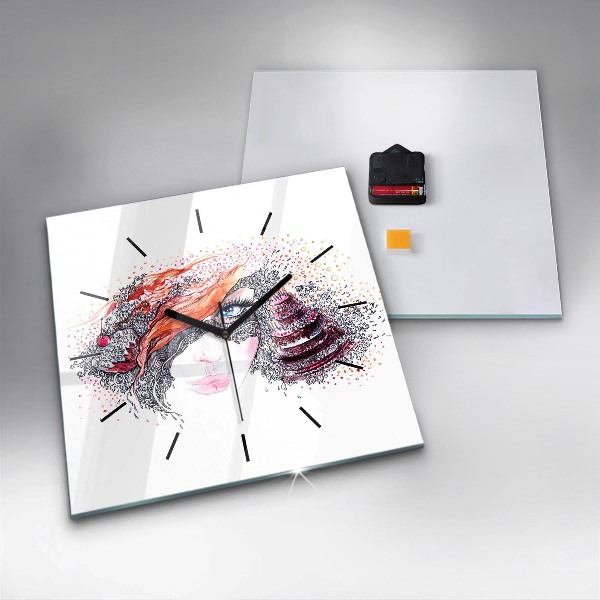 Reloj cuadrado Dulce mujer con pastel