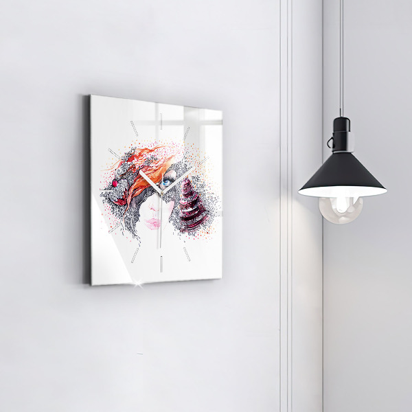 Reloj cuadrado Dulce mujer con pastel