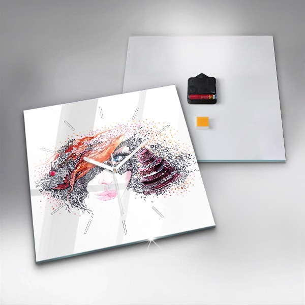 Reloj cuadrado Dulce mujer con pastel