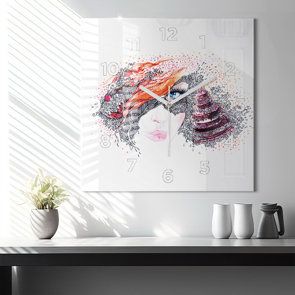 Reloj cuadrado Dulce mujer con pastel