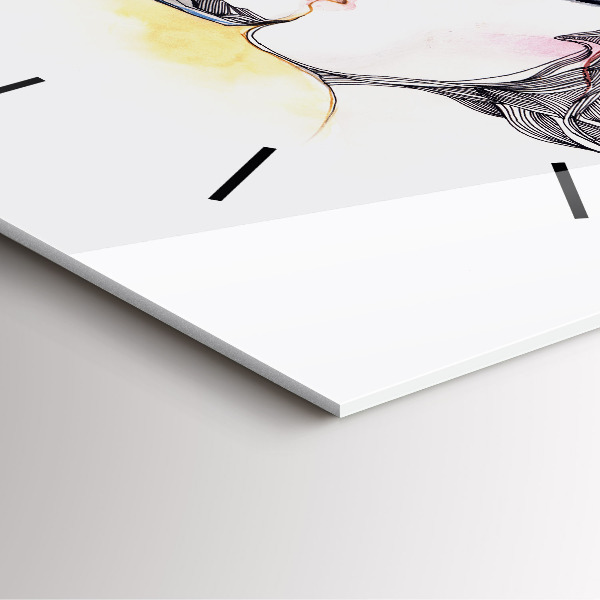 Reloj de pared cuadrado Dibujo de un beso de amor