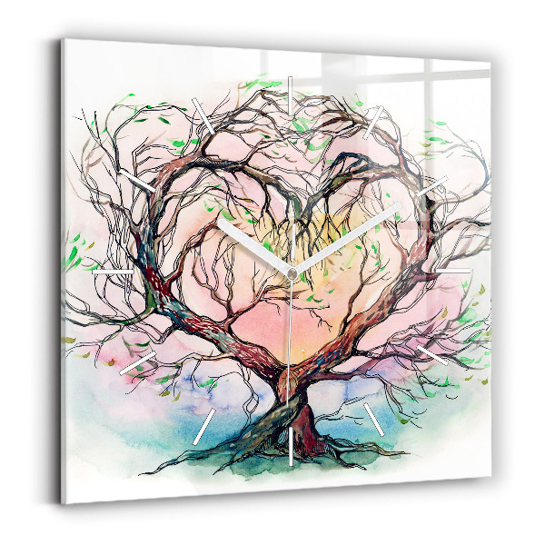 Reloj de pared cuadrado Árbol corazón naturaleza