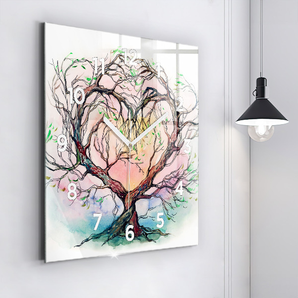 Reloj de pared cuadrado Árbol corazón naturaleza