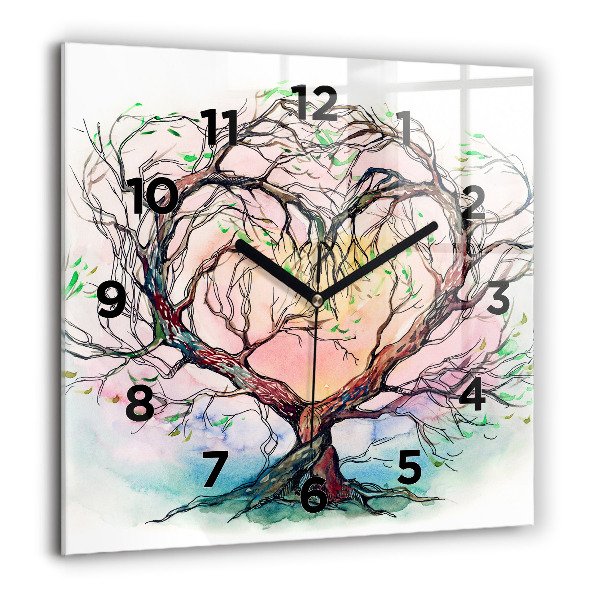 Reloj de pared cuadrado Árbol corazón naturaleza