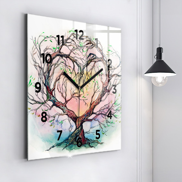 Reloj de pared cuadrado Árbol corazón naturaleza