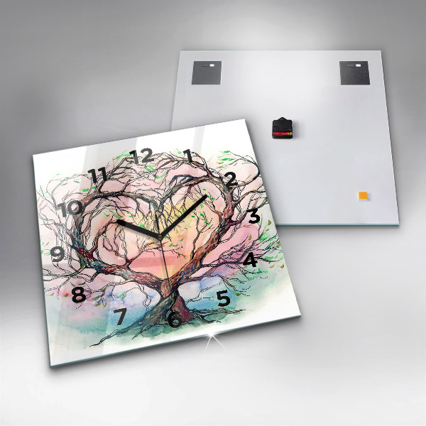 Reloj de pared cuadrado Árbol corazón naturaleza