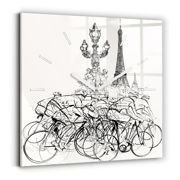 Reloj cuadrado Dibujo de una carrera ciclista