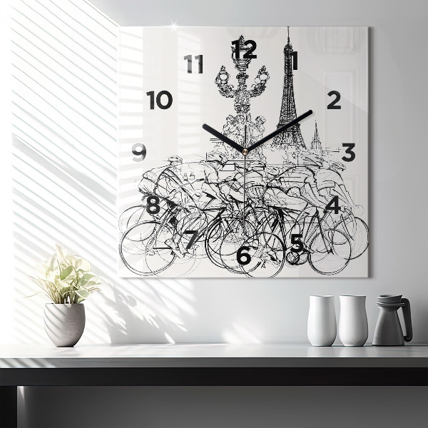 Reloj cuadrado Dibujo de una carrera ciclista