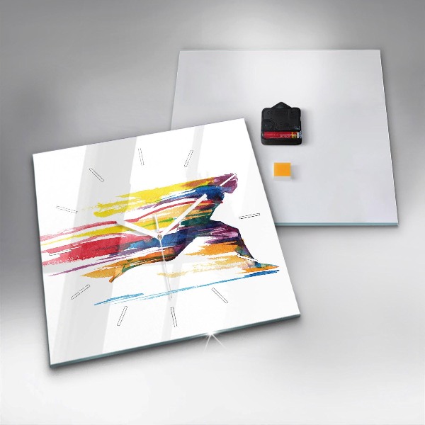 Reloj cuadrado Ilustración de un corredor