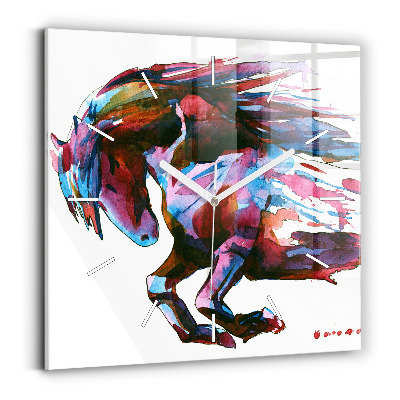 Reloj de pared cuadrado Caballo a la carrera