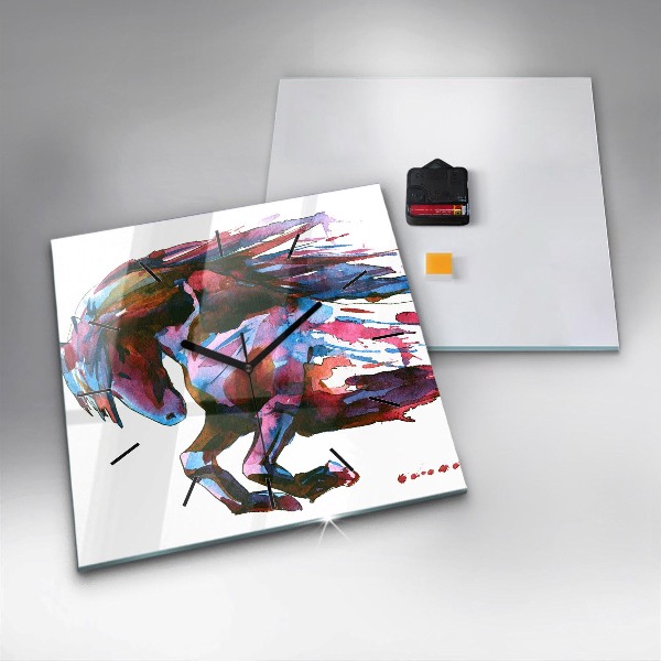 Reloj de pared cuadrado Caballo a la carrera