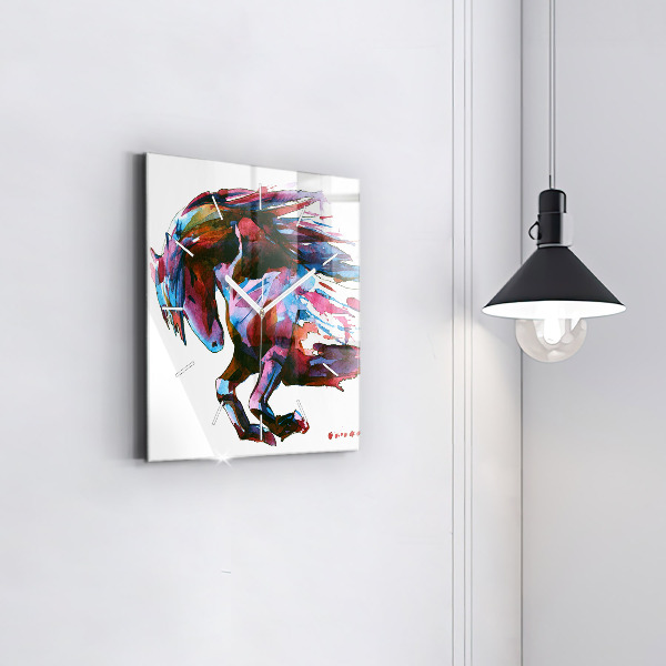 Reloj de pared cuadrado Caballo a la carrera