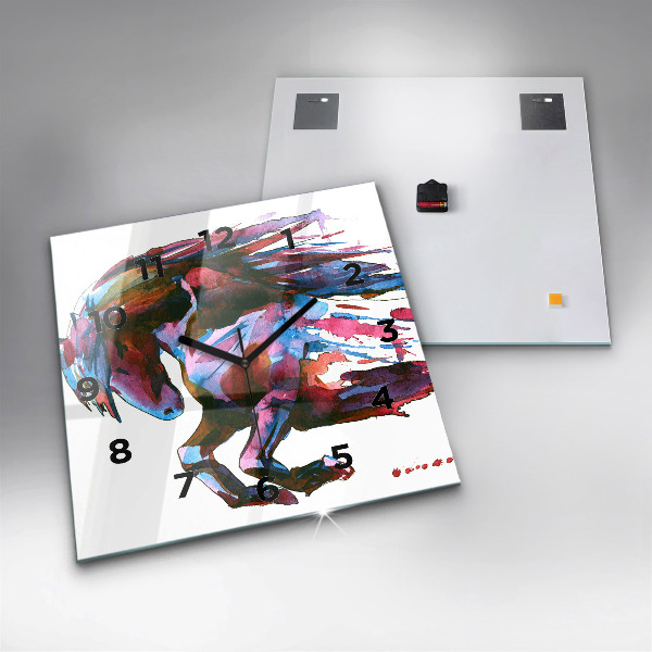 Reloj de pared cuadrado Caballo a la carrera