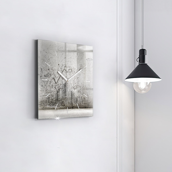 Reloj cuadrado Bosquejo de una ciudad