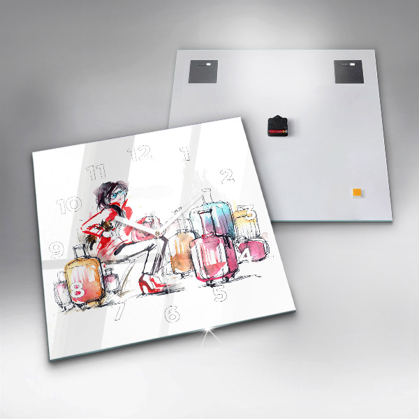 Reloj de pared cuadrado Maleta de viaje de mujer