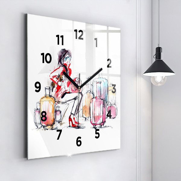 Reloj de pared cuadrado Maleta de viaje de mujer
