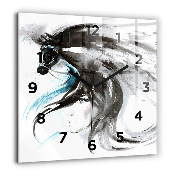 Reloj cuadrado Caballo y mujer abstractos