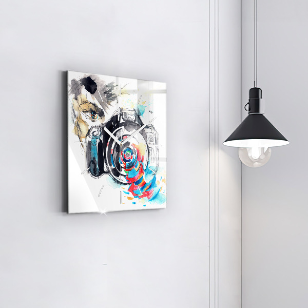 Reloj de pared cuadrado Mujer cámara fotógrafa