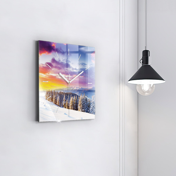 Reloj cuadrado Paisaje invernal de montaña