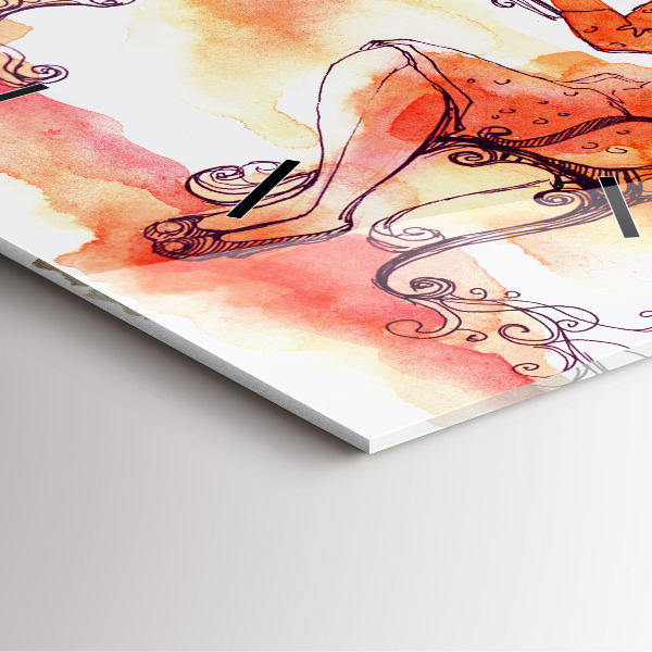 Reloj de pared cuadrado Mujer bebiendo té