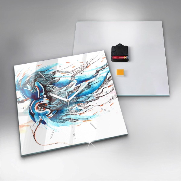 Reloj de pared cuadrado Ilustración de auriculares