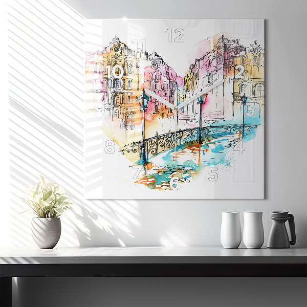 Reloj cuadrado Arquitectura pintada