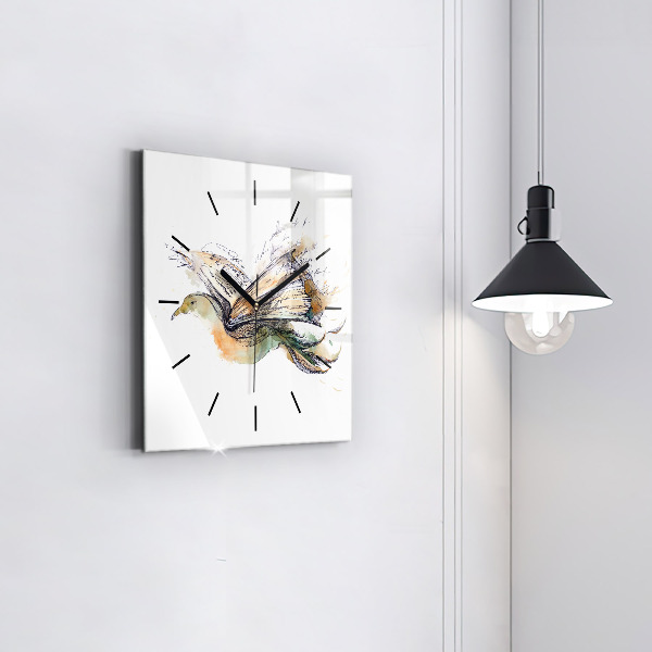 Reloj de pared cuadrado Libro de pájaros