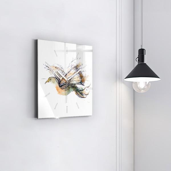 Reloj de pared cuadrado Libro de pájaros