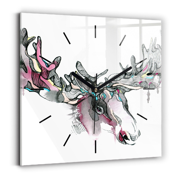 Reloj de pared cuadrado Alce abstracto