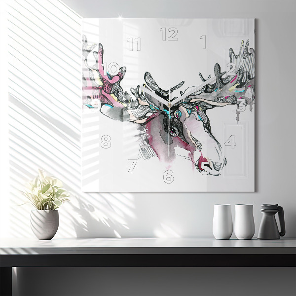 Reloj de pared cuadrado Alce abstracto