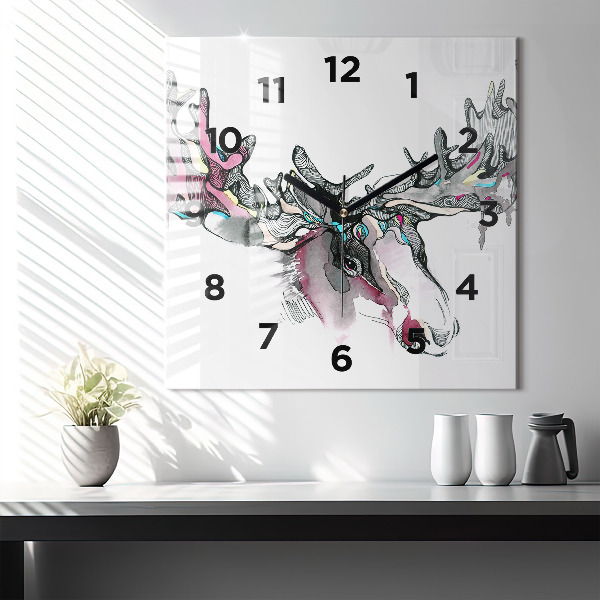 Reloj de pared cuadrado Alce abstracto