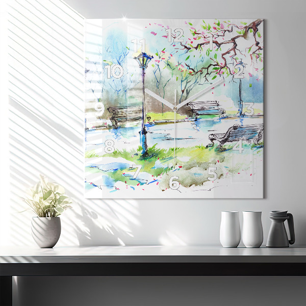 Reloj de pared cuadrado Primavera pintoresca