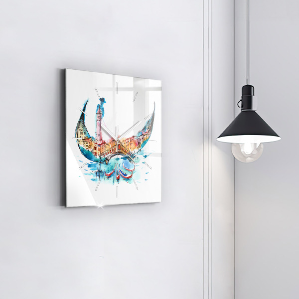 Reloj de pared cuadrado Italia - La góndola veneciana