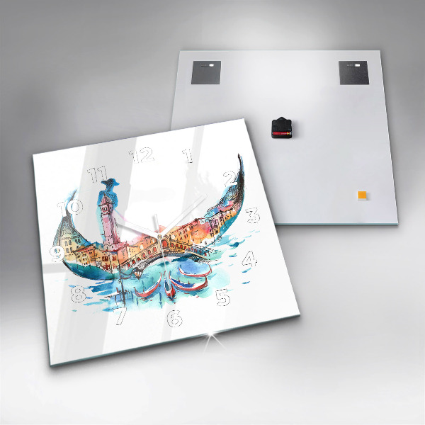 Reloj de pared cuadrado Italia - La góndola veneciana