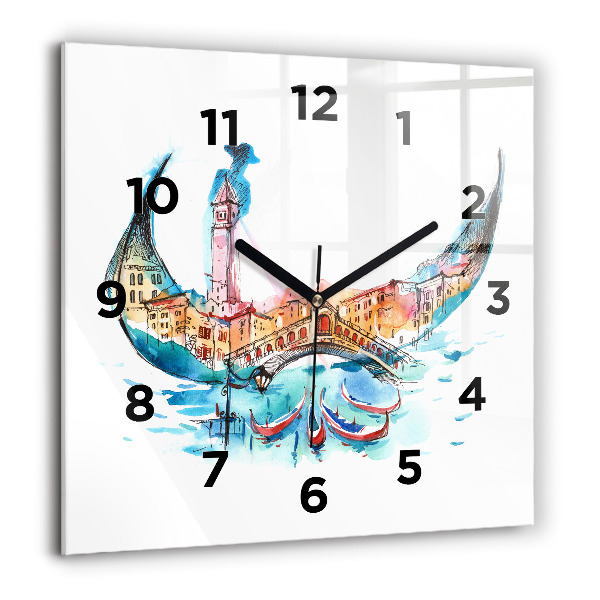Reloj de pared cuadrado Italia - La góndola veneciana