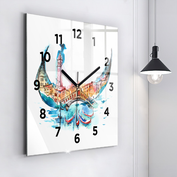 Reloj de pared cuadrado Italia - La góndola veneciana