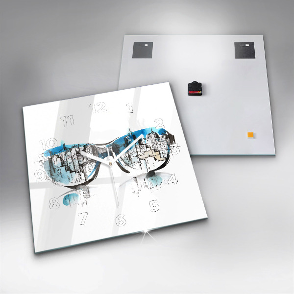 Reloj cuadrado La ciudad en gafas