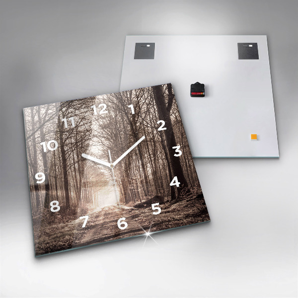 Reloj cuadrado Camino forestal en sepia