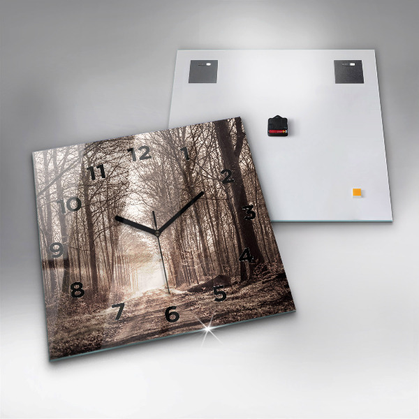 Reloj cuadrado Camino forestal en sepia
