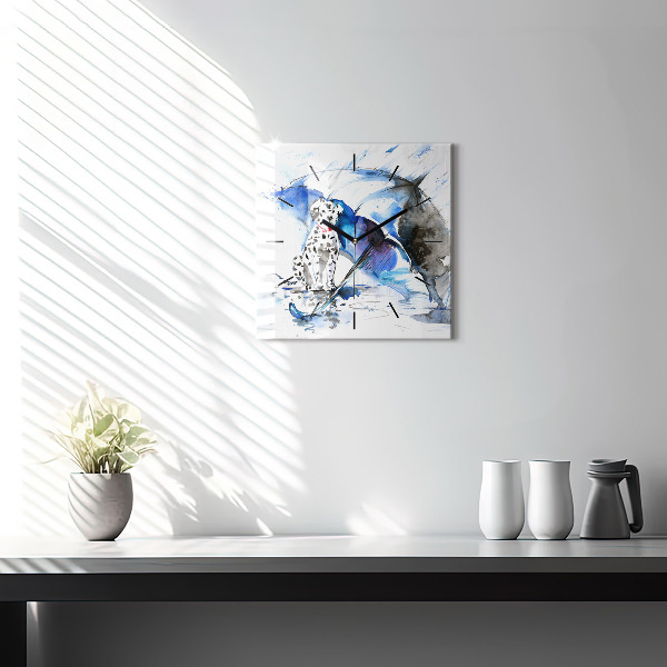 Reloj cuadrado Dálmata y paraguas