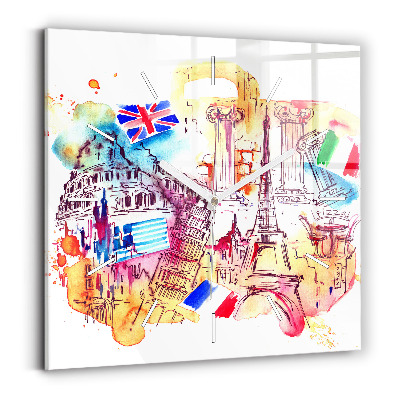 Reloj de pared cuadrado Países atractivos del mundo