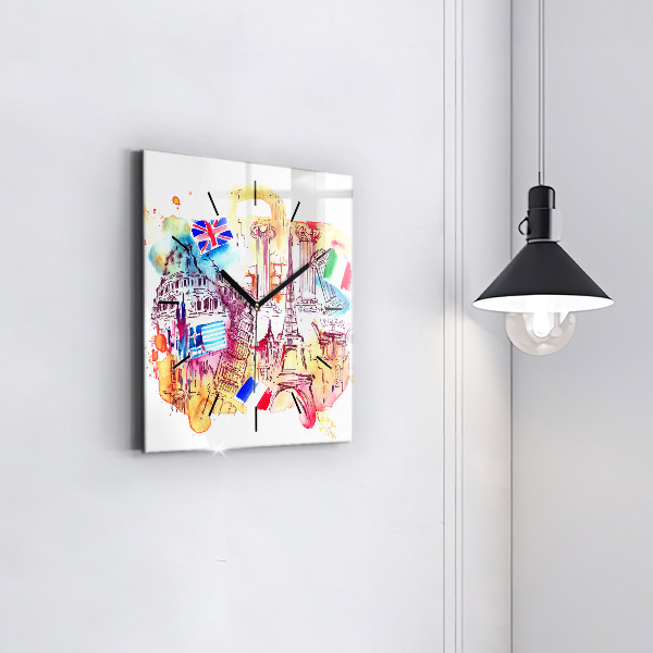 Reloj de pared cuadrado Países atractivos del mundo