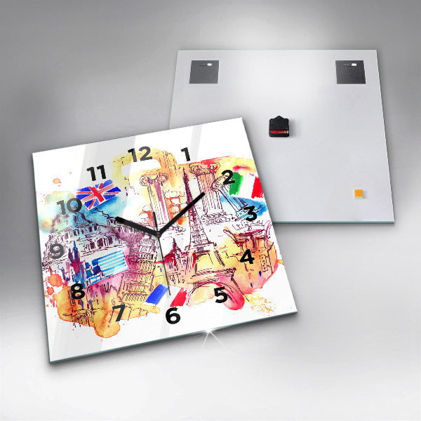 Reloj de pared cuadrado Países atractivos del mundo