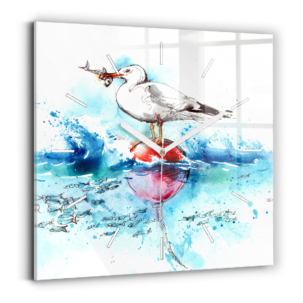 Reloj de pared cuadrado Gaviota pintada