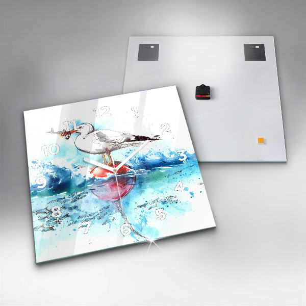 Reloj de pared cuadrado Gaviota pintada
