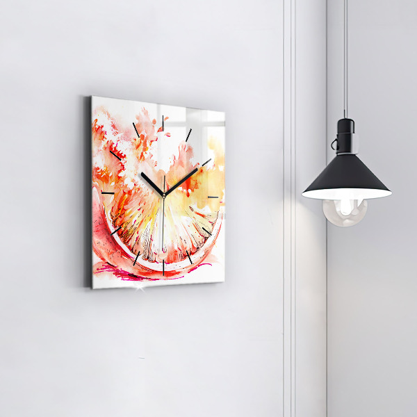 Reloj de pared cuadrado Naranja pintada