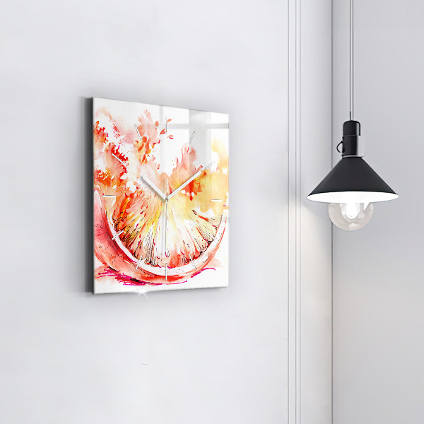 Reloj de pared cuadrado Naranja pintada