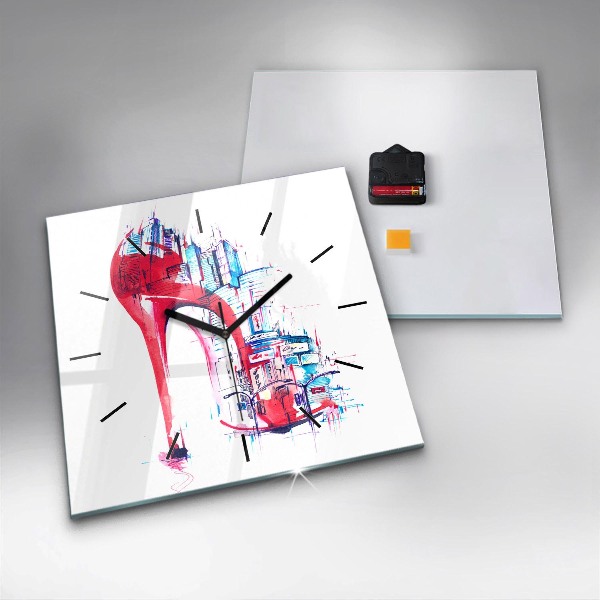 Reloj de pared cuadrado Tacón rojo