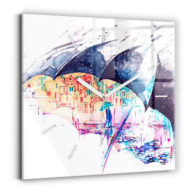 Reloj cuadrado Paraguas y ciudad