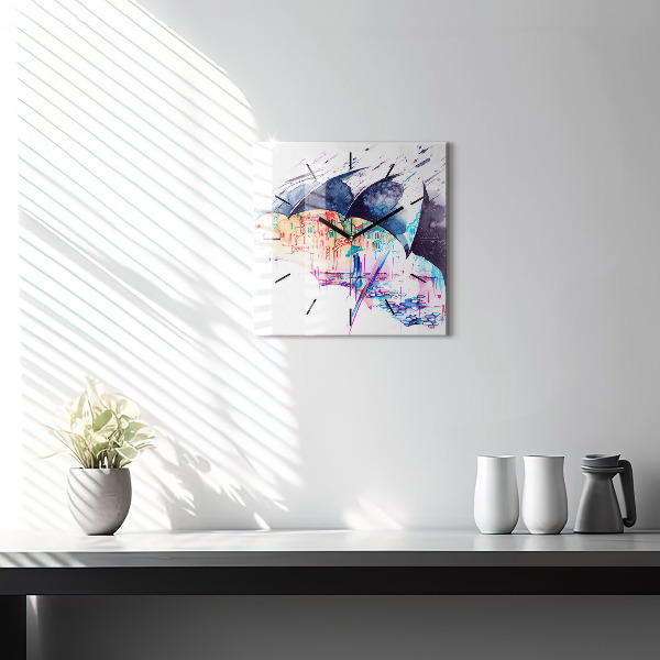 Reloj cuadrado Paraguas y ciudad